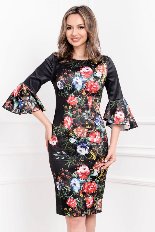 Rochie MBG din tafta neagra cu maneci clopot