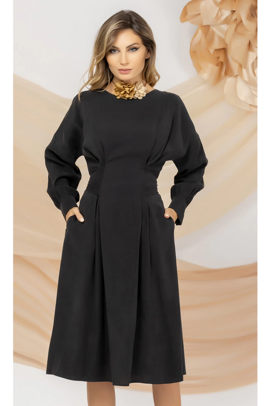 Rochie neagra Pretty Girl de zi din Lyocell